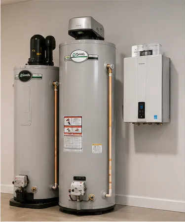 Comparison of tank and tankless water heater options for a home
